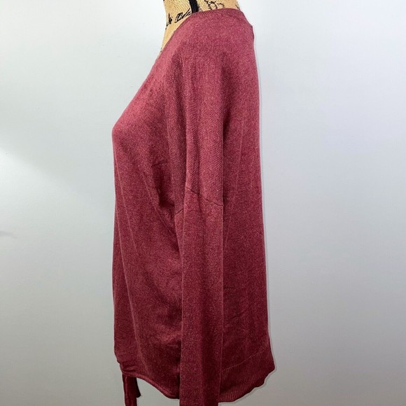 Olive & Oak Light Burgundy Rust Front Tie Sweater Long Sleeves Pullover Women XL - Picture 4 of 8